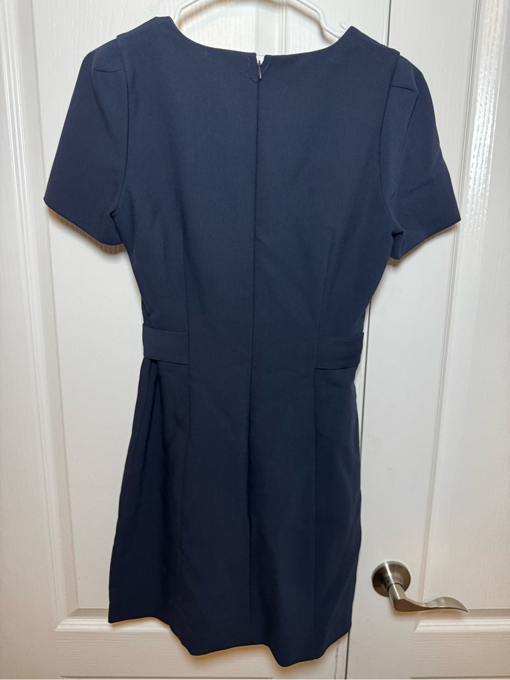 Club Monaco Navy Blue Square Neck Belted Mini Dress Size 6 Short Sleeve - Picture 5 of 6